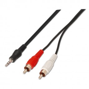 Cable audio estéreo, JACK 3.5/M-2xRCA Macho, negro, 1.5 m.