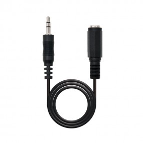 Cable audio extension estéreo, JACK 3.5/M-JACK 3.5/H, negro, 1.5 m.