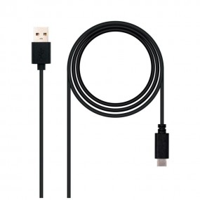 Cable USB 2.0 3A, tipo USB-C/M-A/M, negro, 1.0 M.