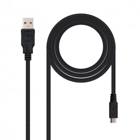 Cable USB 2.0, tipo A/M-Micro B/M, negro, 1.8 m.
